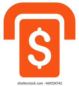 Cashpoint icon. Vector style is flat iconic symbol with rounded angles, orange color, white background.