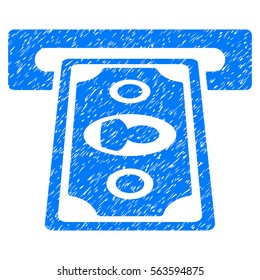 Cashpoint Terminal grainy textured icon for overlay watermark stamps. Flat symbol with dust texture. Dotted vector blue ink rubber seal stamp with grunge design on a white background.