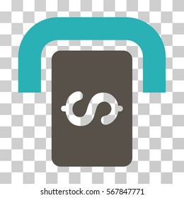 Cashpoint Terminal icon. Vector illustration style is flat iconic bicolor symbol, grey and cyan colors, transparent background. Designed for web and software interfaces.