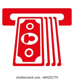 Cashpoint Terminal icon. Vector style is flat iconic symbol with rounded angles, red color, white background.