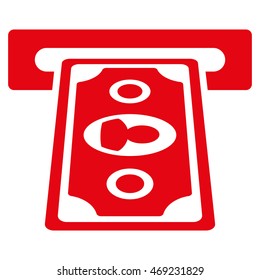 Cashpoint Terminal icon. Vector style is flat iconic symbol with rounded angles, red color, white background.