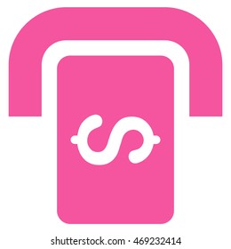 Cashpoint Terminal icon. Vector style is flat iconic symbol with rounded angles, pink color, white background.