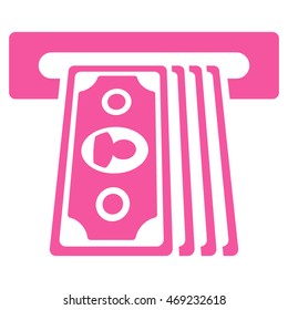 Cashpoint Terminal icon. Vector style is flat iconic symbol with rounded angles, pink color, white background.