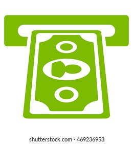 Cashpoint Terminal icon. Vector style is flat iconic symbol with rounded angles, eco green color, white background.