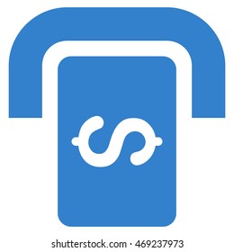 Cashpoint Terminal icon. Vector style is flat iconic symbol with rounded angles, cobalt color, white background.