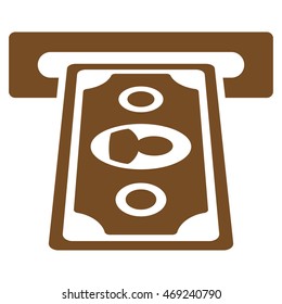 Cashpoint Terminal icon. Vector style is flat iconic symbol with rounded angles, brown color, white background.