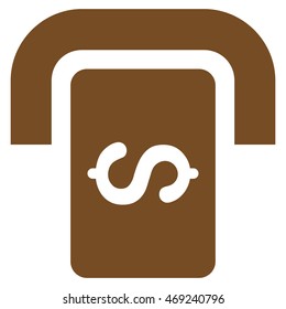 Cashpoint Terminal icon. Vector style is flat iconic symbol with rounded angles, brown color, white background.