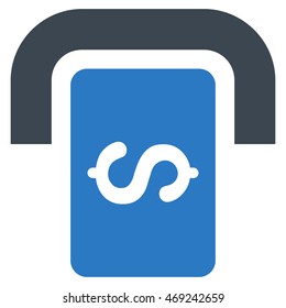 Cashpoint Terminal icon. Vector style is bicolor flat iconic symbol with rounded angles, smooth blue colors, white background.