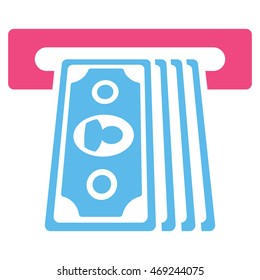 Cashpoint Terminal icon. Vector style is bicolor flat iconic symbol with rounded angles, pink and blue colors, white background.