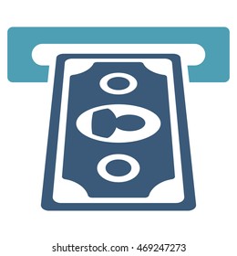 Cashpoint Terminal icon. Vector style is bicolor flat iconic symbol with rounded angles, cyan and blue colors, white background.