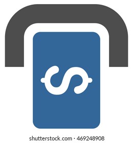 Cashpoint Terminal icon. Vector style is bicolor flat iconic symbol with rounded angles, cobalt and gray colors, white background.