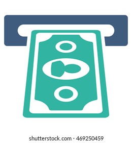 Cashpoint Terminal icon. Vector style is bicolor flat iconic symbol with rounded angles, cobalt and cyan colors, white background.