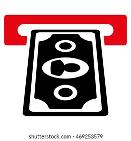 Cashpoint Terminal icon. Vector style is bicolor flat iconic symbol with rounded angles, intensive red and black colors, white background.