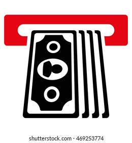 Cashpoint Terminal icon. Vector style is bicolor flat iconic symbol with rounded angles, intensive red and black colors, white background.