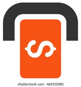 Cashpoint Terminal icon. Vector style is bicolor flat iconic symbol with rounded angles, orange and gray colors, white background.
