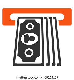 Cashpoint Terminal icon. Vector style is bicolor flat iconic symbol with rounded angles, orange and gray colors, white background.