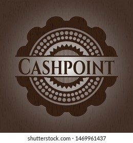 Cashpoint wood emblem. Retro. Vector Illustration.