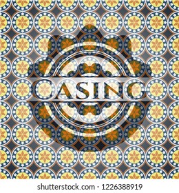 Casing arabic style emblem. Arabesque decoration.