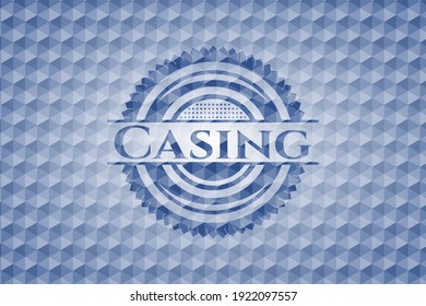 Das blaue polygonale Emblem wird angeführt. Vektorgrafik. Detaillierte Angaben. 