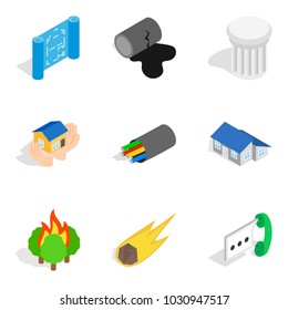Casing icons set. Isometric set of 9 casing vector icons for web isolated on white background