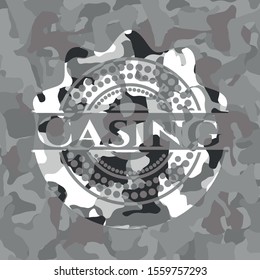 Casing on grey camouflaged texture