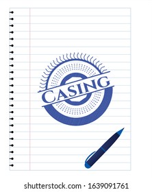 Casing with pen strokes. Blue ink. Vector Illustration. Detailed.