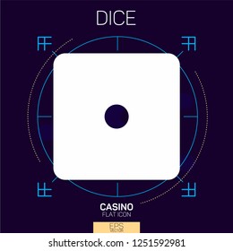 Casino 1 point dice flat icon