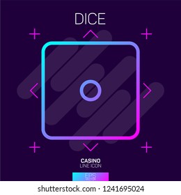 Casino 1 point dice neon icon