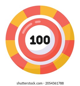 Casino 100 Chip in flachem Design