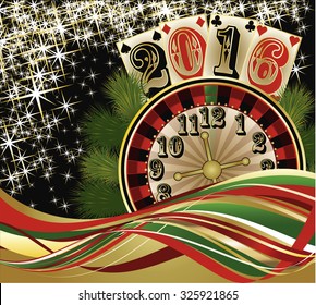 Casino 2016 New year background, vector illustration