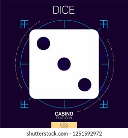 Casino 3 points dice flat icon
