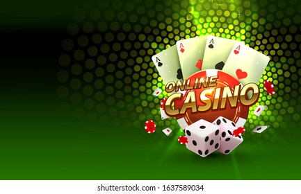 Casino 3d cover, slot machines and roulette with cards, Scene background art. Vector illustration