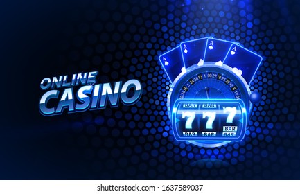 Casino 3d cover, slot machines and roulette with cards, Scene background art. Vector illustration