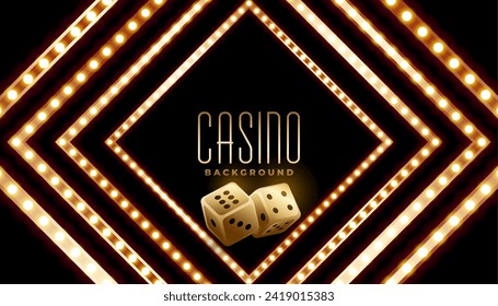 casino 3d poker dice dark banner with glowing light effect vector