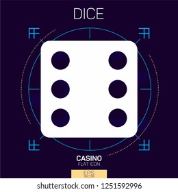Casino 6 points dice flat icon