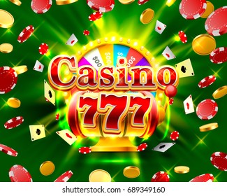 Casino 777 big win slots and fortune banner. Vector illustration