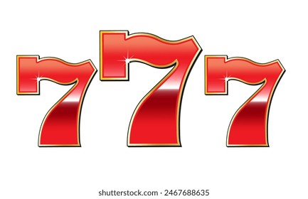 Casino 777 in colourful red isolated on white background