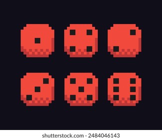 Casino 8 bit icon, Dice pixel item for game interface, Dice game element resource.