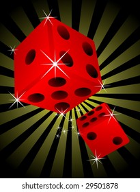 Casino abstract Two Red dices rendered