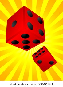 Casino abstract Two Red dices rendered