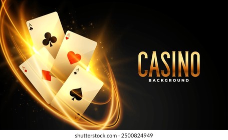 casino ace card with light streak effect background vector