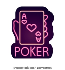 casino, ace poker card gambling neon sign vector illustration