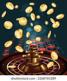 Casino advertising design with a tape measure and casino chips on a green background. 3D vector. High detailed realistic illustration.