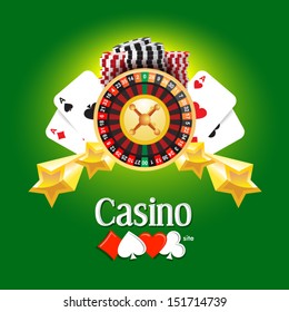casino american roulette money cards game green background
