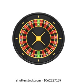 Casino american roulette wheel. Gambling games concept. Vector illustration in trendy flat style isolated on white background