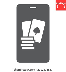 Casino app glyph icon, bet and luck, online poker vector icon, vector graphics, editable stroke solid sign, eps 10.