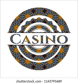 Casino arabesque style emblem. arabic decoration.