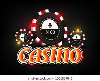 Casino background with cards, chips, craps and roulette. 