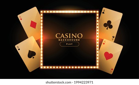 casino background with cards and golden frame