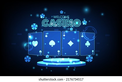 Casino background, Concept casino playing cards, futuristic digital innovation background vector illustration